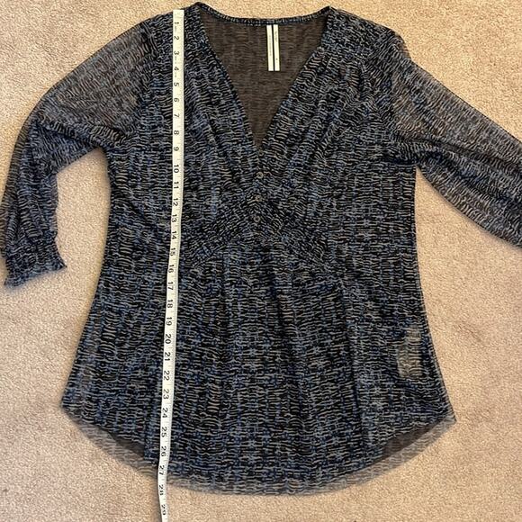 Anthropologie Gretchen Smocked Tunic Size M Blue Black Sheer Fairy Whimsigoth - Picture 11 of 11